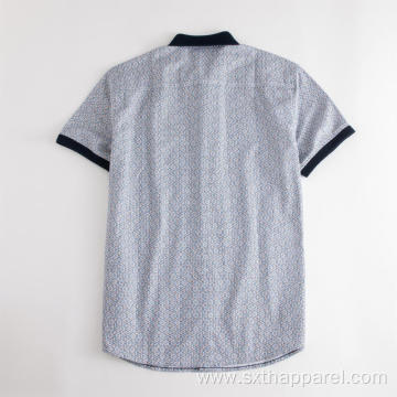 Men's Knitted Collar Short Sleeve Cotton Elastic Shirt